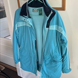 L.L. Bean Teal and Black Hooded Ski Jacket